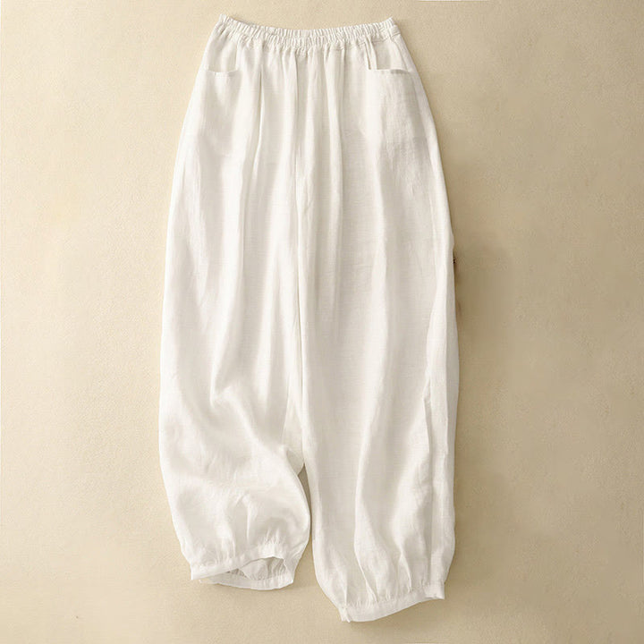 Buddha Stonesサマー通勤用 無地 レディース アンクル丈パンツ ポケット付き - 白 - US8-10，UK/AU12-14，EU40-42 (2XL) - image 7