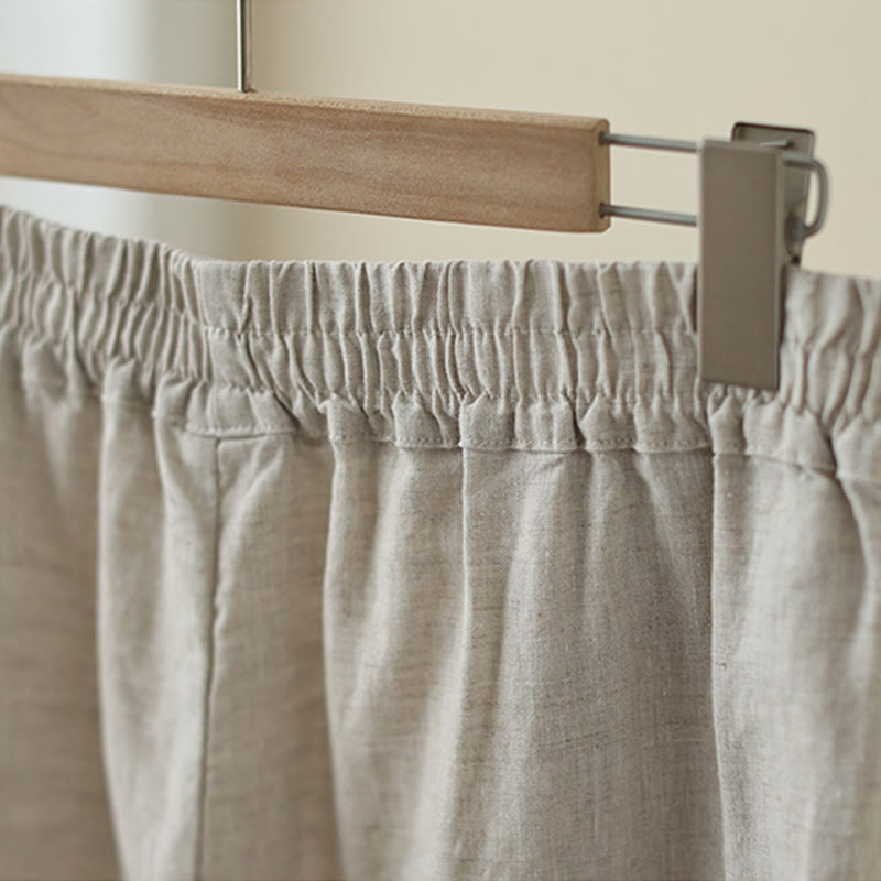 Buddha Stones通勤用 レトロ 無地 レース パッチワークデザイン 7-8丈 レディース ワイドレッグ コットンパンツ ポケット付き - image 4