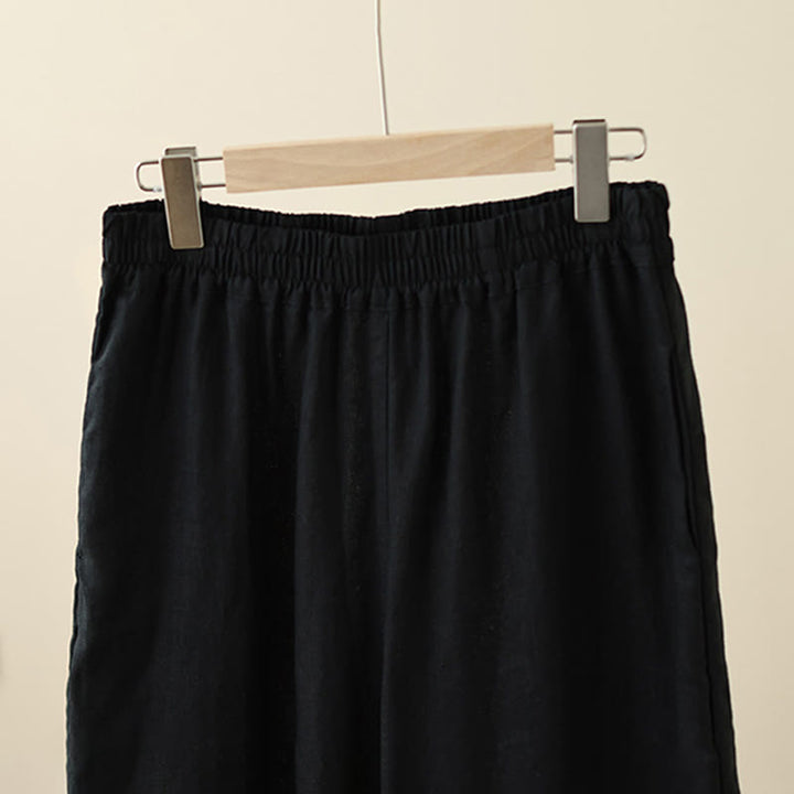 Buddha Stones通勤用 レトロ 無地 レース パッチワークデザイン 7-8丈 レディース ワイドレッグ コットンパンツ ポケット付き - image 24