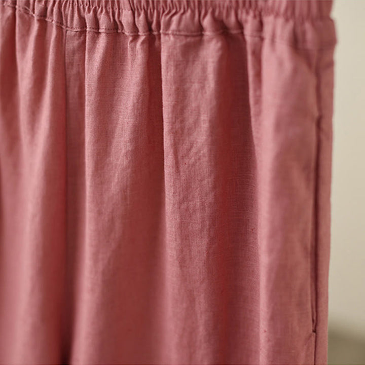 Buddha Stones通勤用 レトロ 無地 レース パッチワークデザイン 7-8丈 レディース ワイドレッグ コットンパンツ ポケット付き - image 12