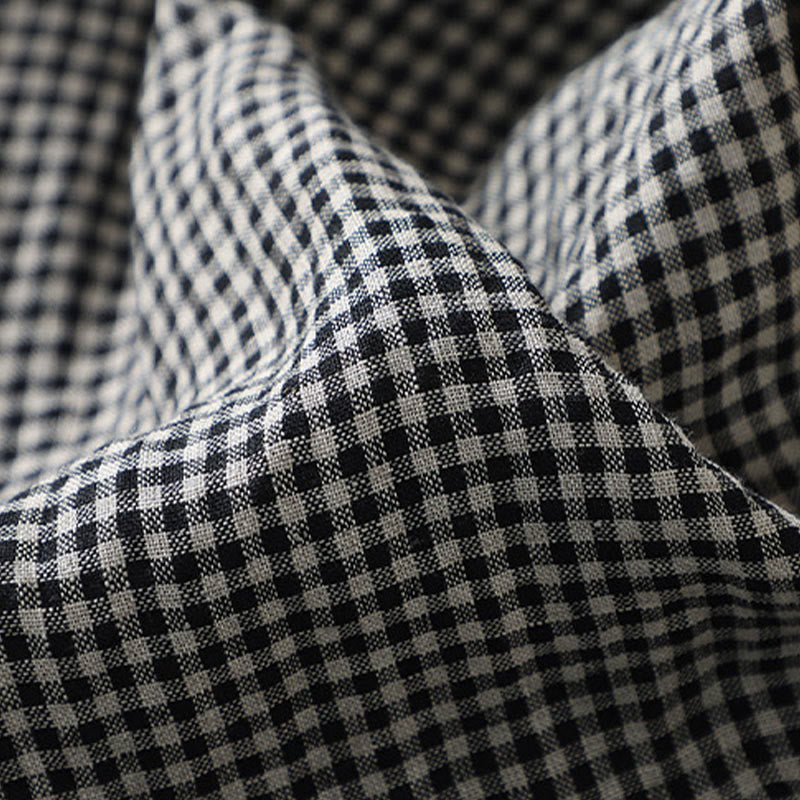 Buddha Stones通勤カジュアル チェック柄 7-8丈 レディース ワイドレッグ コットンリネン パンツ ポケット付き - image 11