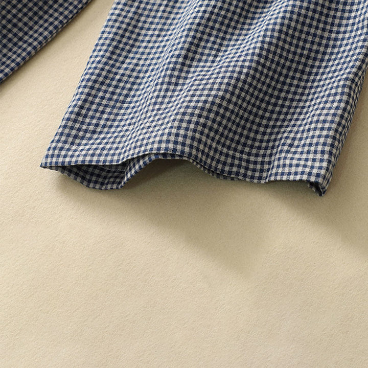 Buddha Stones通勤カジュアル チェック柄 7-8丈 レディース ワイドレッグ コットンリネン パンツ ポケット付き - image 7