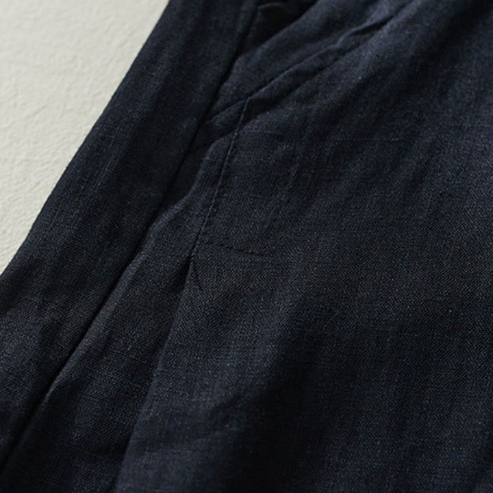 Buddha Stones通勤用 ピュアカラー ハイウエスト レディース コットンリネン ハーレム クロップドパンツ ポケット付き - image 19