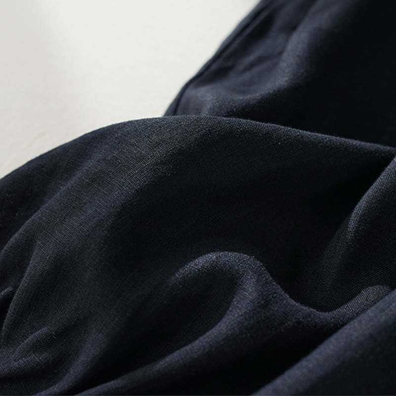 Buddha Stones通勤用 ピュアカラー ハイウエスト レディース コットンリネン ハーレム クロップドパンツ ポケット付き - image 20