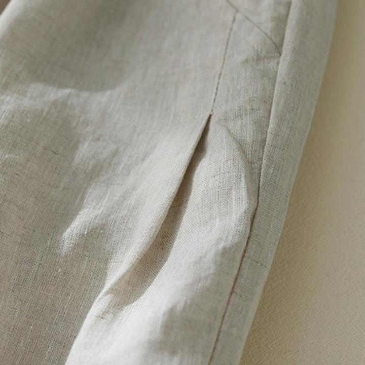 Buddha Stones通勤用 ピュアカラー ハイウエスト レディース コットンリネン ハーレム クロップドパンツ ポケット付き - image 12