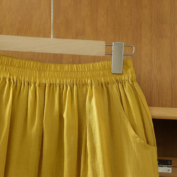 Buddha Stones通勤用 ピュアカラー シンプルデザイン レディース アンクル丈 ハーレムパンツ ポケット付き - image 2