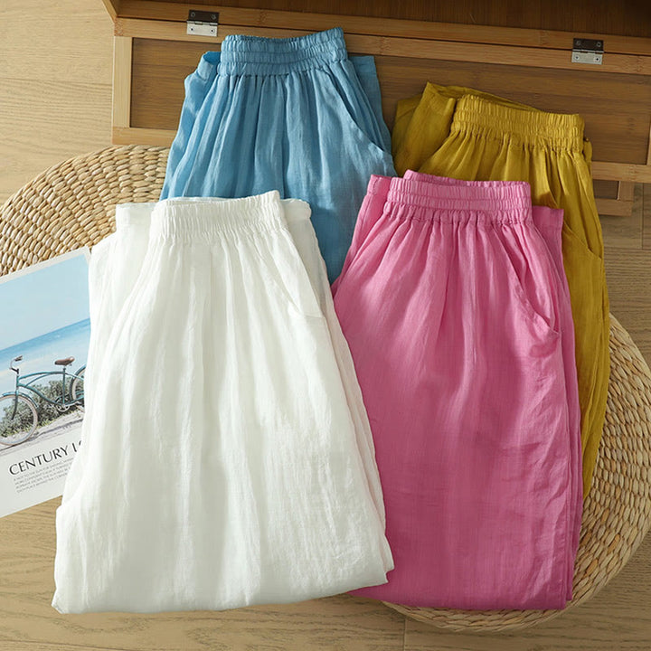 Buddha Stones通勤用 ピュアカラー シンプルデザイン レディース アンクル丈 ハーレムパンツ ポケット付き - image 25