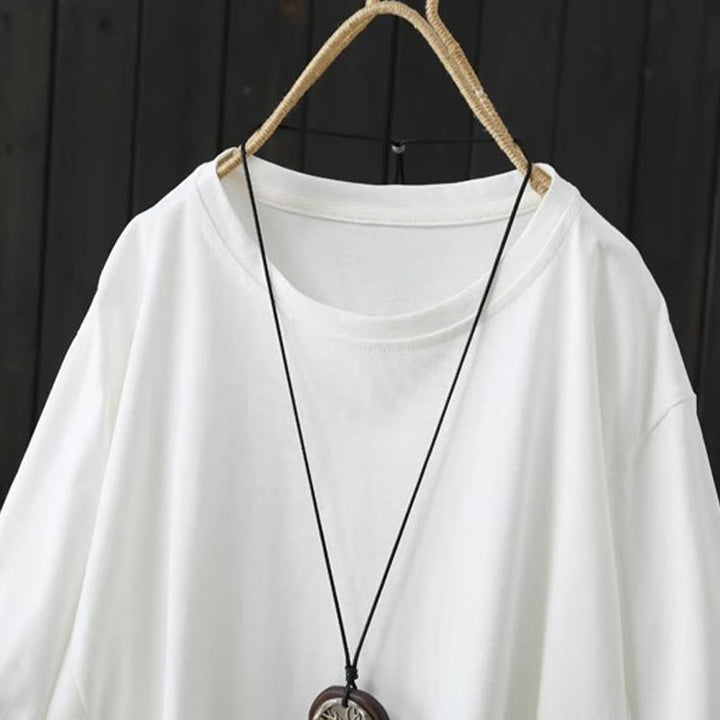 Buddha Stonesカジュアル ゆったり 夏用 無地 クルーネック レディース 半袖Tシャツ - image 5
