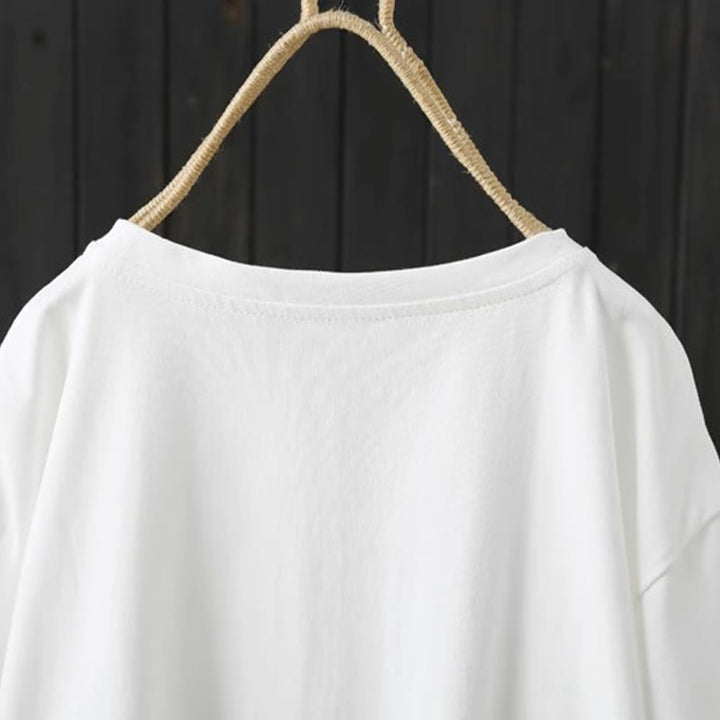 Buddha Stonesカジュアル ゆったり 夏用 無地 クルーネック レディース 半袖Tシャツ - image 4