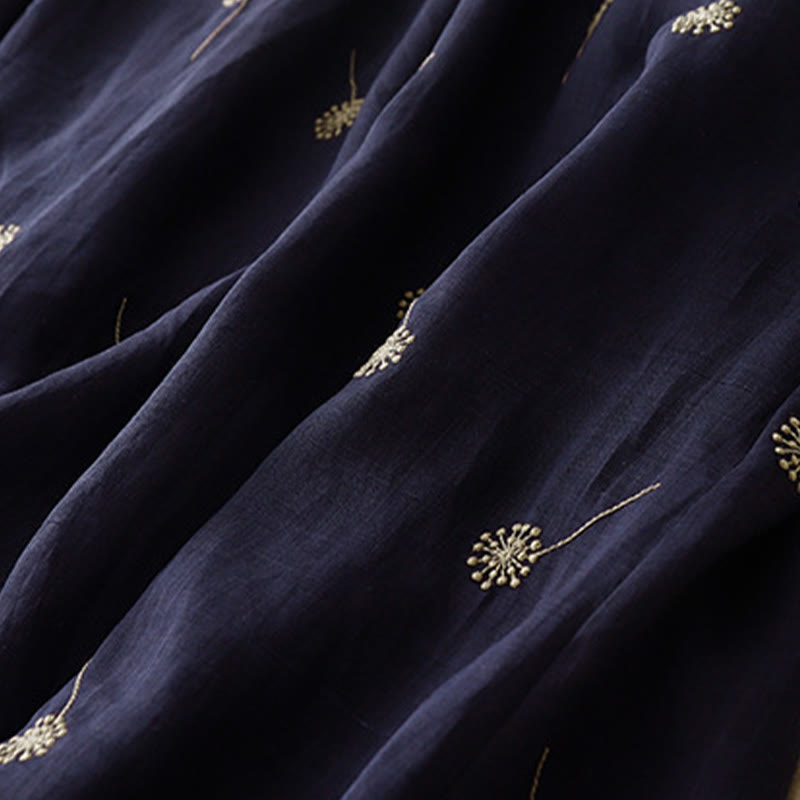 Buddha Stonesミッドナイトブループリント レースアップデザイン ノースリーブ コットン ミディドレス ポケット付き - image 9