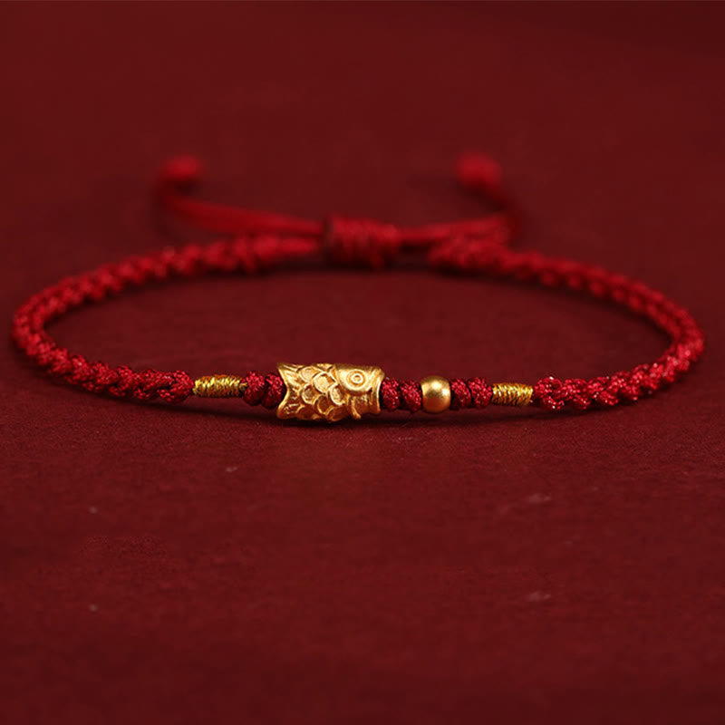 Buddha Stones999ゴールド 幸運の守護鯉 手作り編み紐ブレスレット - image 3