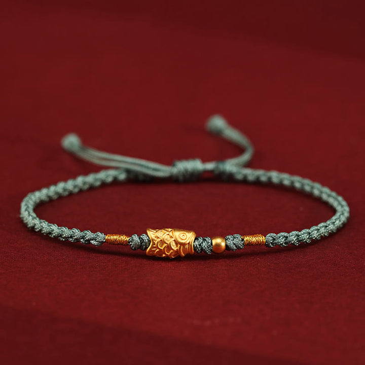 Buddha Stones999ゴールド 幸運の守護鯉 手作り編み紐ブレスレット - グリーン（手首周り：14～18cm） - image 12
