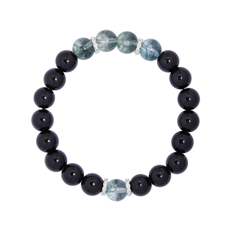 Buddha Stones925スターリングシルバー ブラックオブシディアン グリーンファントム強さブレスレット - image 10