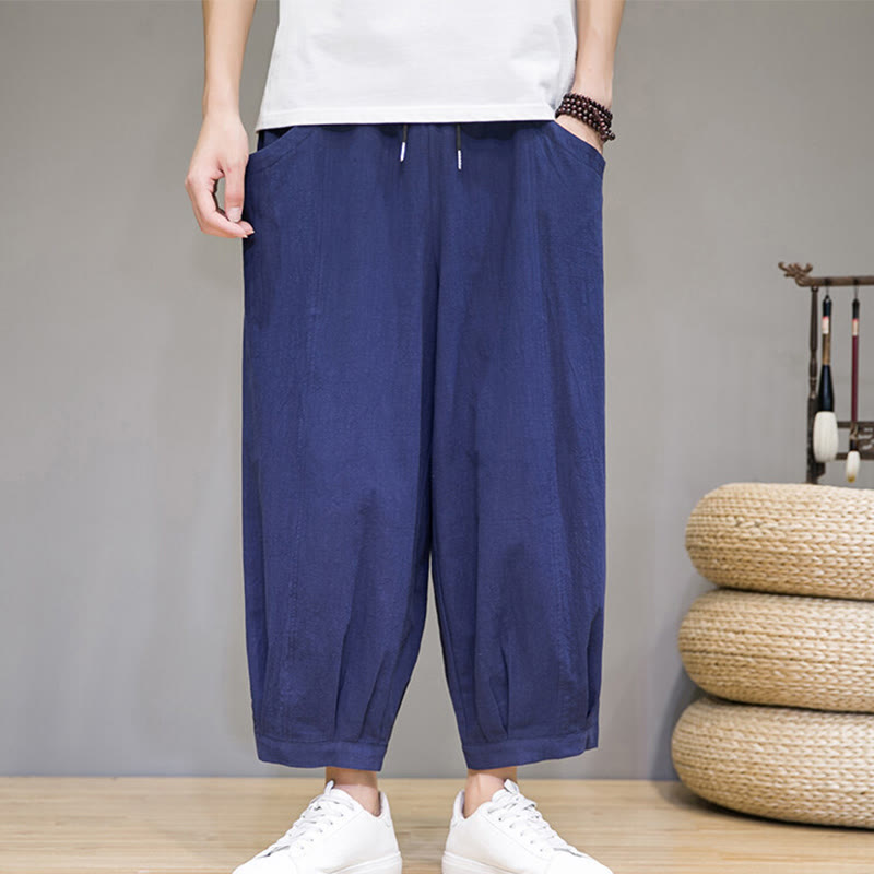 Buddha Stonesシンプルコットン メンズ クロップド カプリ ハーレムパンツ ポケット付き - ロイヤルブルー - US/UK/AU46、 EU56 (5XL) - image 29