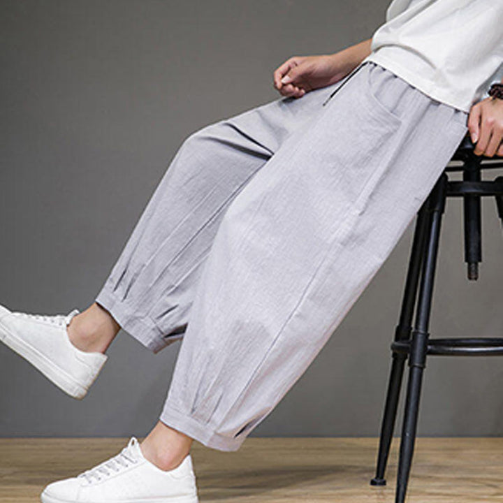 Buddha Stonesシンプルコットン メンズ クロップド カプリ ハーレムパンツ ポケット付き - image 18