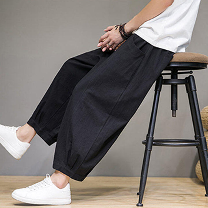 Buddha Stonesシンプルコットン メンズ クロップド カプリ ハーレムパンツ ポケット付き - image 25