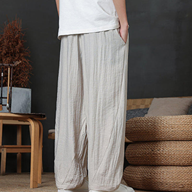 Buddha Stonesカジュアル無地ドローストリングデザインメンズパンツポケット付き - image 13