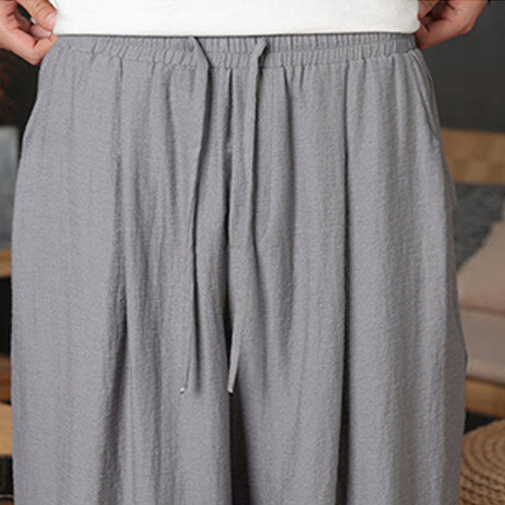 Buddha Stonesカジュアル無地ドローストリングデザインメンズパンツポケット付き - image 29