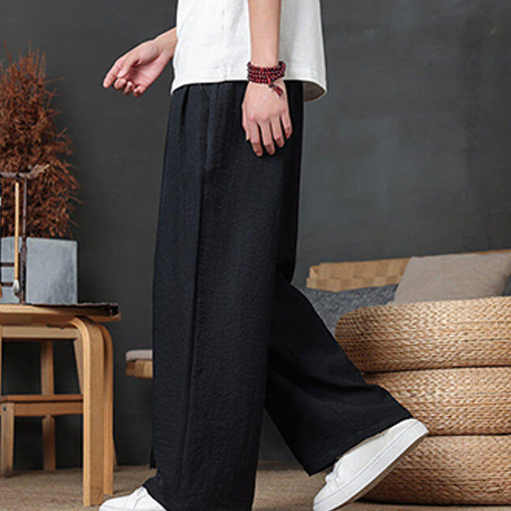 Buddha Stonesカジュアル無地ドローストリングデザインメンズパンツポケット付き - image 40