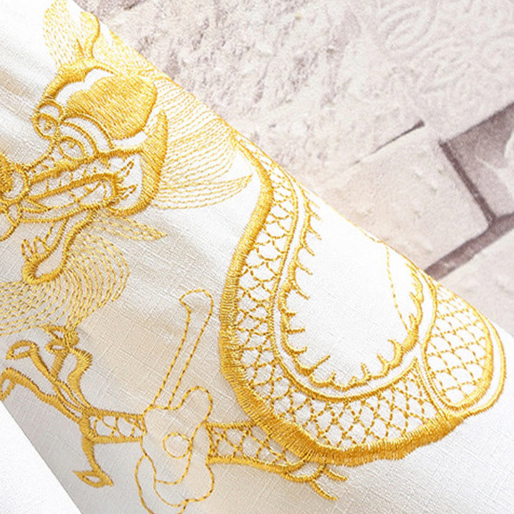 Buddha Stones刺繍龍鳳凰吉祥雲波葉​​鶴前開きジャケットメンズ着物 - image 23