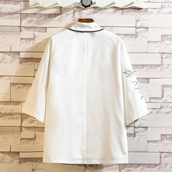 Buddha Stones刺繍龍鳳凰吉祥雲波葉​​鶴前開きジャケットメンズ着物 - image 17