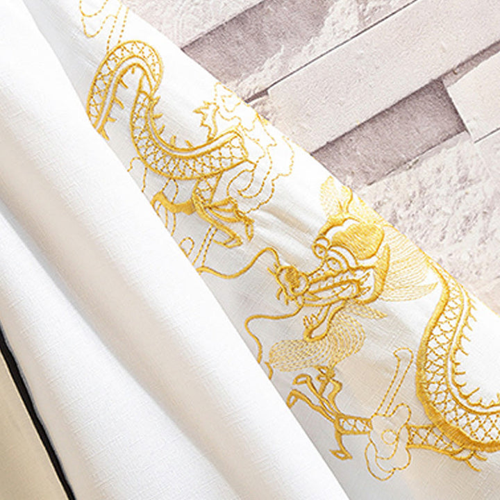 Buddha Stones刺繍龍鳳凰吉祥雲波葉​​鶴前開きジャケットメンズ着物 - image 22