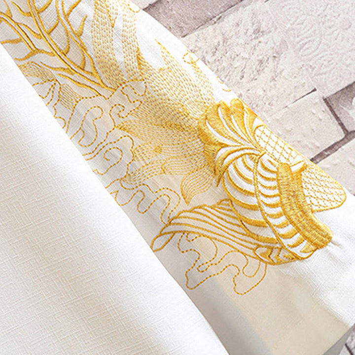 Buddha Stones刺繍龍鳳凰吉祥雲波葉​​鶴前開きジャケットメンズ着物 - image 24