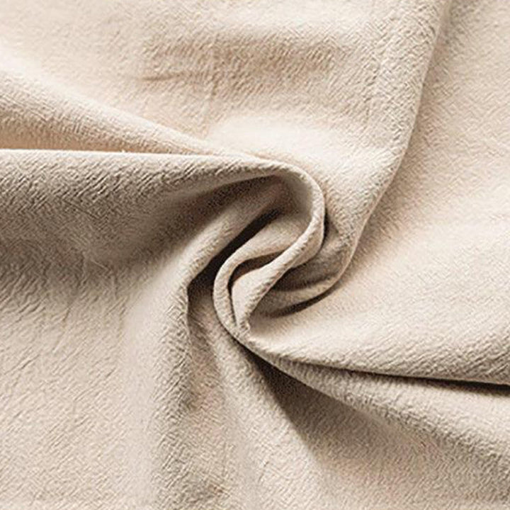 Buddha Stones無地 唐装 カエルボタンデザイン メンズ 半袖 リネンシャツ ポケット付き - image 1