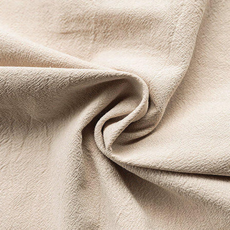 Buddha Stones夏 無地 唐装デザイン メンズ 半袖 リネンシャツ ポケット付き - image 1