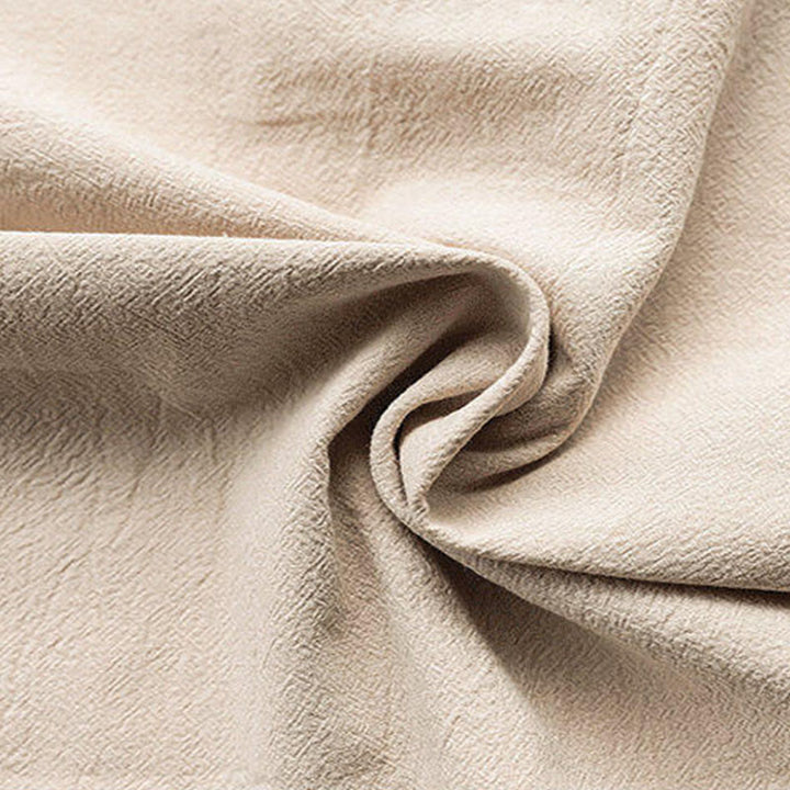 Buddha Stones夏 無地 唐装 カエルボタンデザイン メンズ 半袖 コットンシャツ - image 1