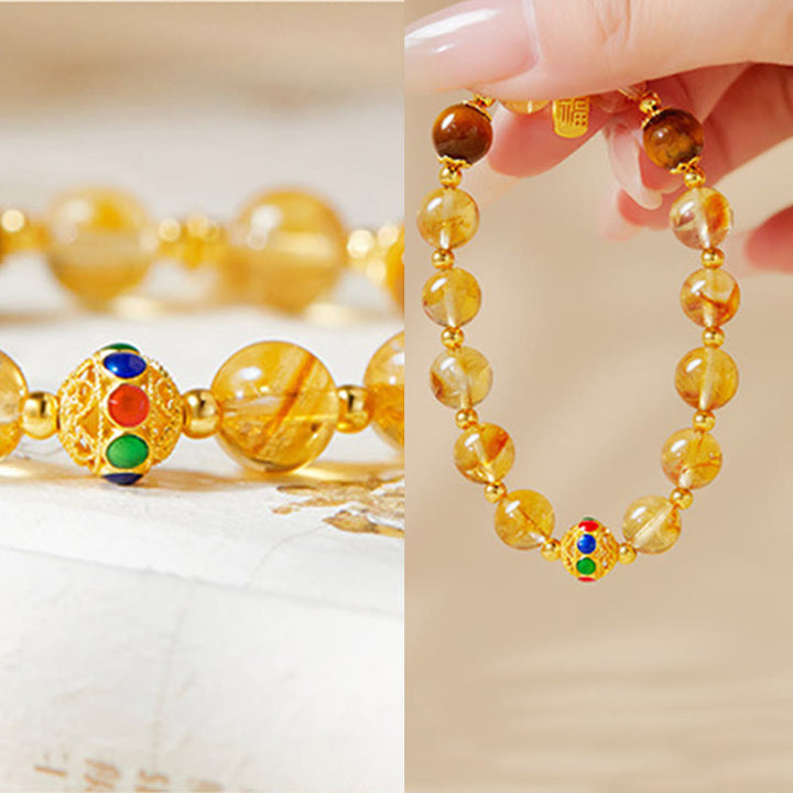 Buddha Stones925スターリングシルバー フーキャラクター シトリン タイガーアイ守護ブレスレット - image 4