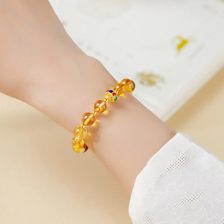 Buddha Stones925スターリングシルバー フーキャラクター シトリン タイガーアイ プロテクションブレスレット