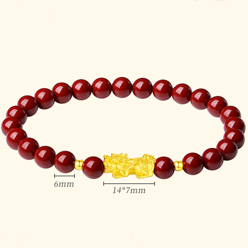 Buddha Stones999ゴールド 5Dハードゴールド 辰砂 貔貅 カームブレスレット
