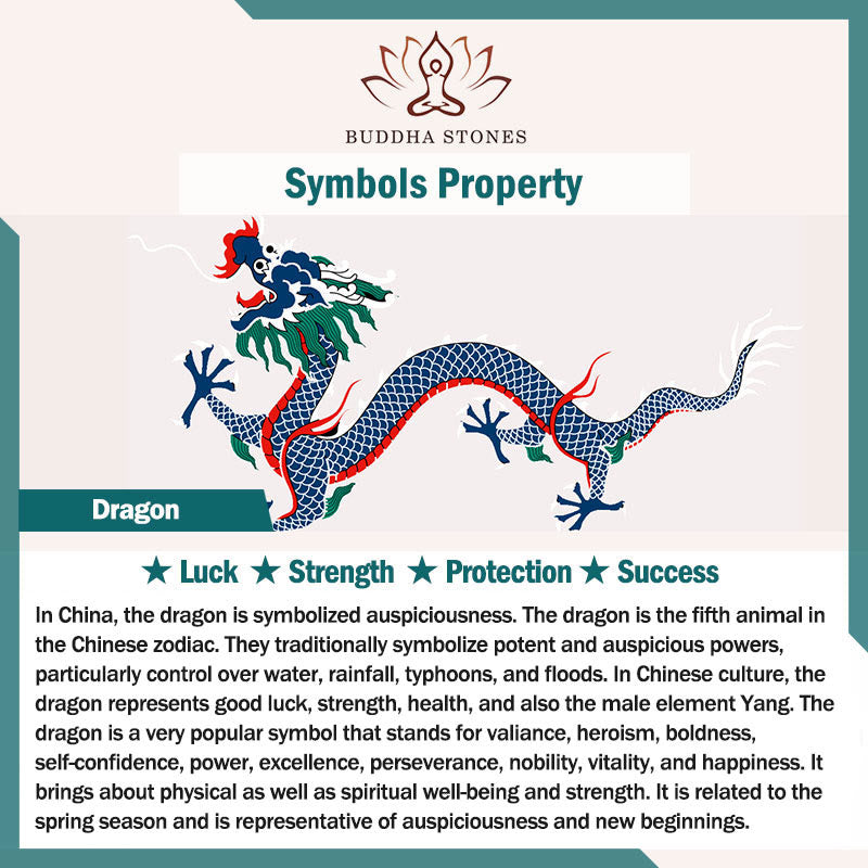 Buddha Stones彫刻 白檀 十二支 縁起の良い龍 鳳凰 福文字 ヒーリングブレスレット