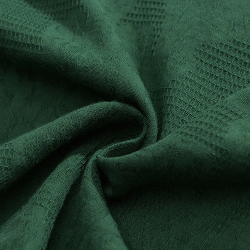 Buddha Stonesレトロ 純色 カエルボタンデザイン ジャカード 花柄 メンズ 半袖 コットンリネン シャツ - image 11