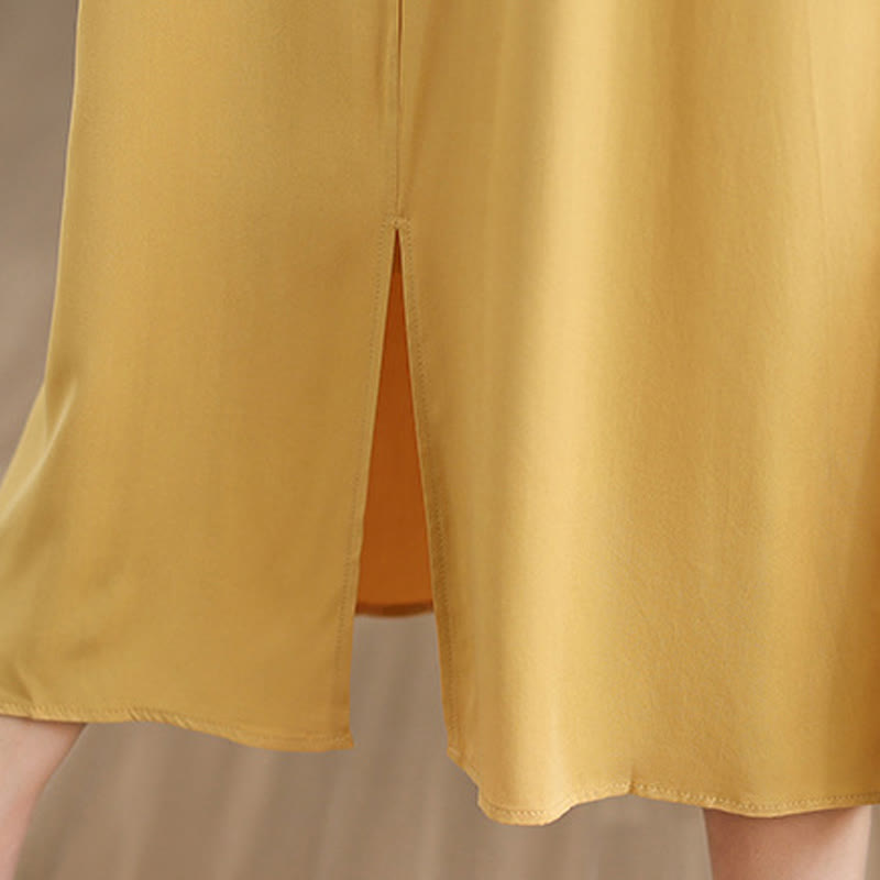 Buddha Stonesピュアカラー スリットデザイン ノースリーブ コットン ミディドレス ポケット付き - image 34