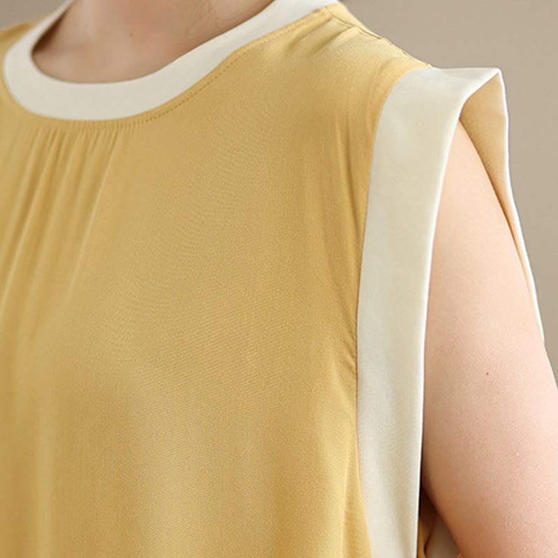 Buddha Stonesピュアカラー スリットデザイン ノースリーブ コットン ミディドレス ポケット付き - image 32