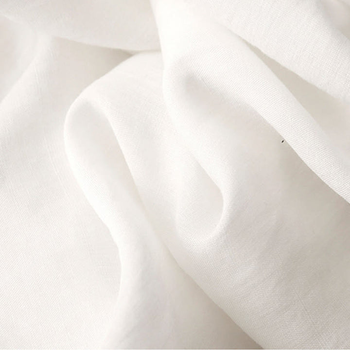 Buddha Stones通勤用刺繍プリーツボタンドローストリングデザインコットンリネンフリル半袖ミディドレス - image 6