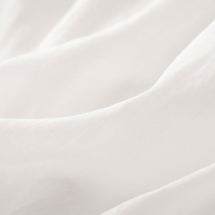 Buddha Stones通勤用刺繍プリーツボタンドローストリングデザインコットンリネンフリル半袖ミディドレス - image 8