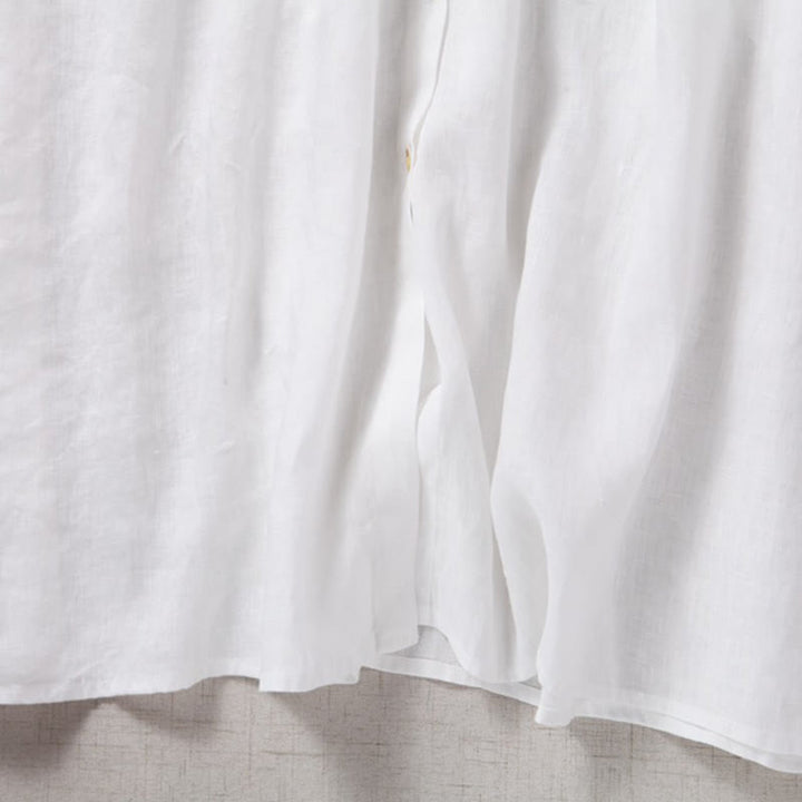 Buddha Stonesの秋のヴィンテージ刺繍ボタンドローストリングデザインコットンリネン長袖ミディドレス（ポケット付き） - image 16