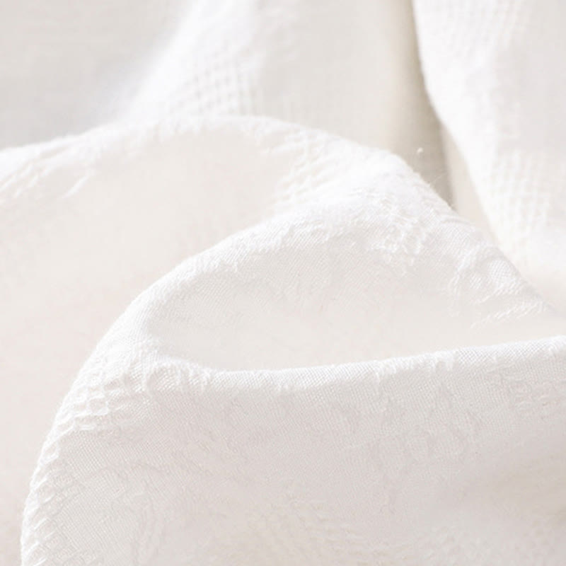 Buddha Stonesサマー 無地 中空 ジャカードデザイン コットン 半袖 ミディドレス ポケット付き - image 6