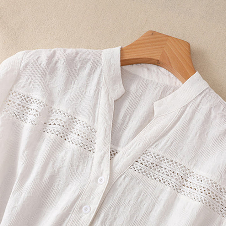 Buddha Stonesサマー 無地 中空 ジャカードデザイン コットン 半袖 ミディドレス ポケット付き - image 2