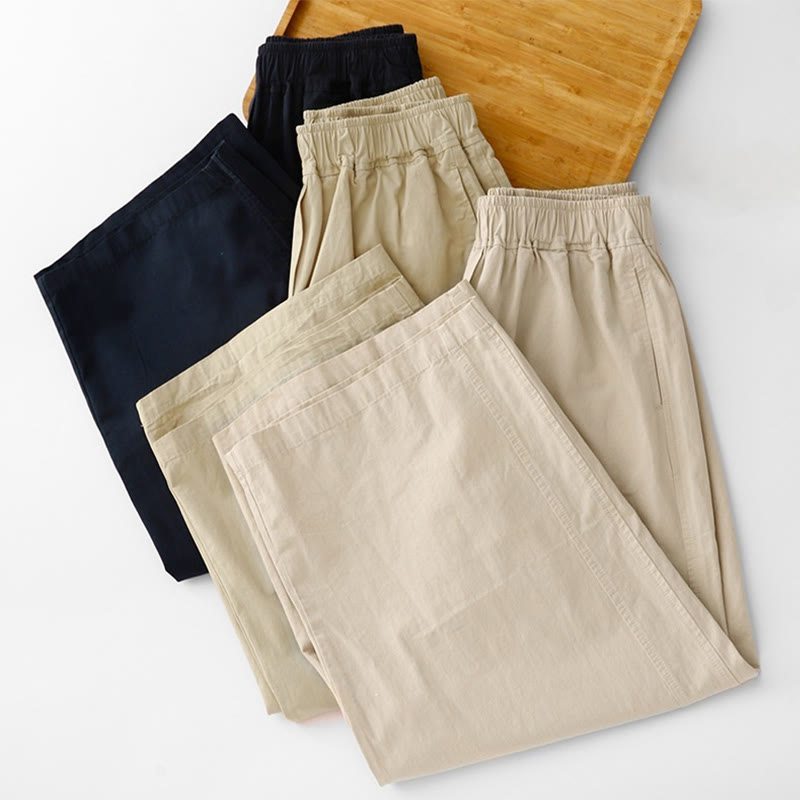 Buddha Stones春の通勤用 無地 ハイウエスト レディース ワイドレッグ コットンリネン パンツ ポケット付き - image 24