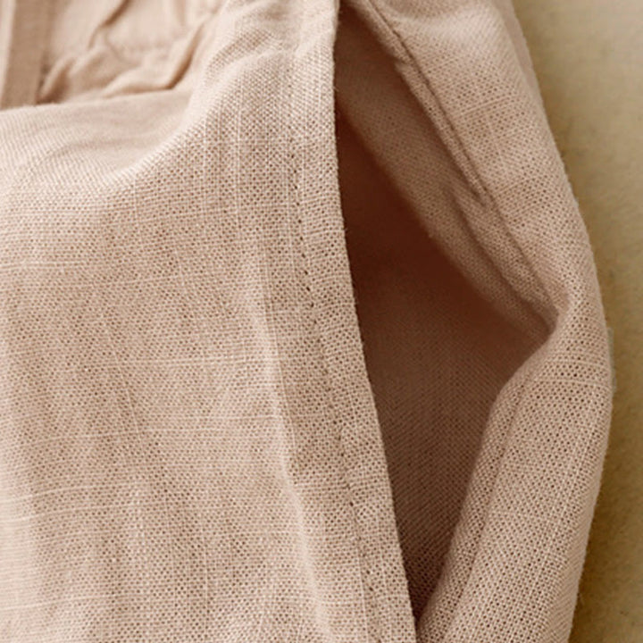 Buddha Stones通勤用ヴィンテージ無地レディースワイドレッグコットンパンツ（ポケット付き） - image 5