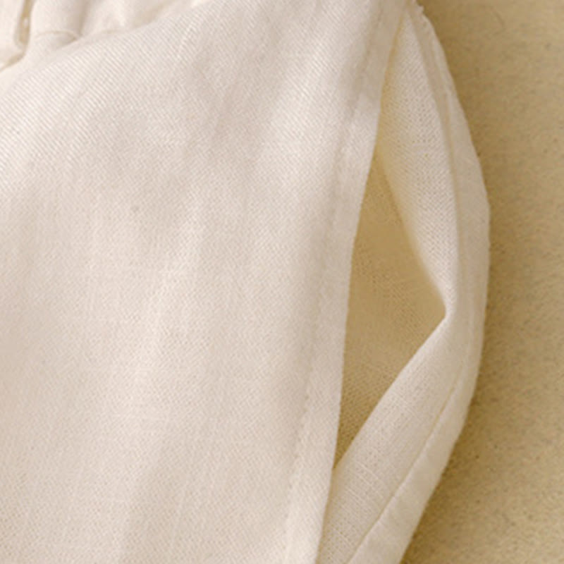 Buddha Stones通勤用ヴィンテージ無地レディースワイドレッグコットンパンツ（ポケット付き） - image 12