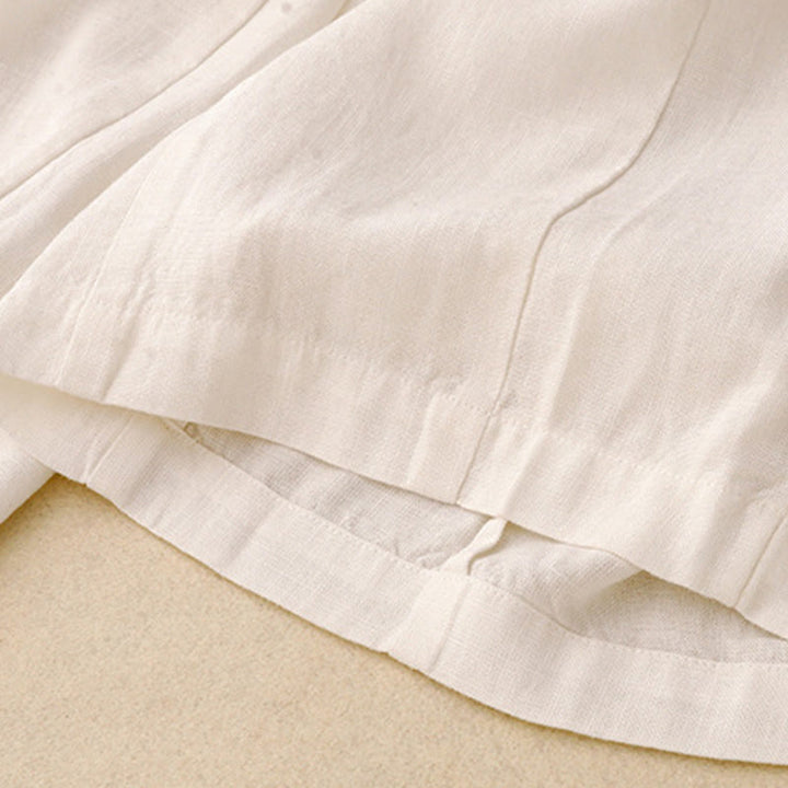 Buddha Stones通勤用ヴィンテージ無地レディースワイドレッグコットンパンツ（ポケット付き） - image 14