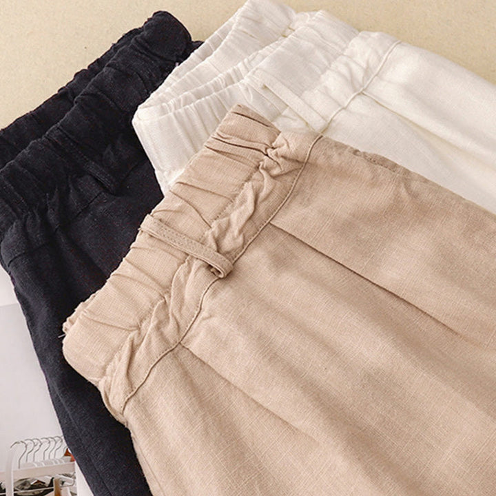 Buddha Stones通勤用ヴィンテージ無地レディースワイドレッグコットンパンツ（ポケット付き） - image 24