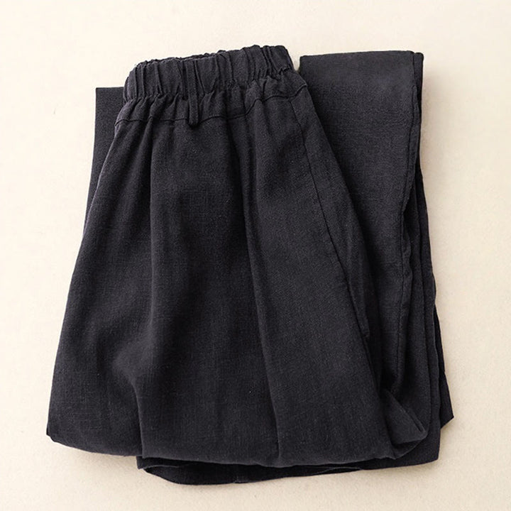 Buddha Stones通勤用ヴィンテージ無地レディースワイドレッグコットンパンツ（ポケット付き） - image 21