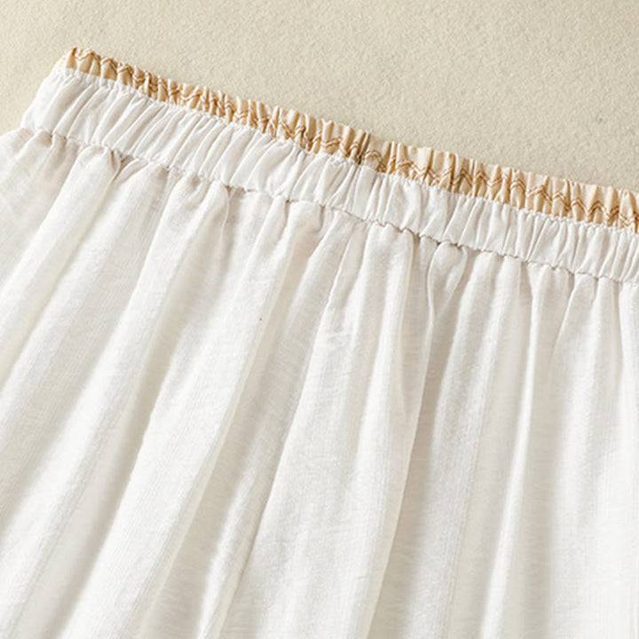 Buddha Stonesヴィンテージ カジュアル ピュアカラー ドローストリング アンクル丈 レディース コットンリネン パンツ ポケット付き - image 4