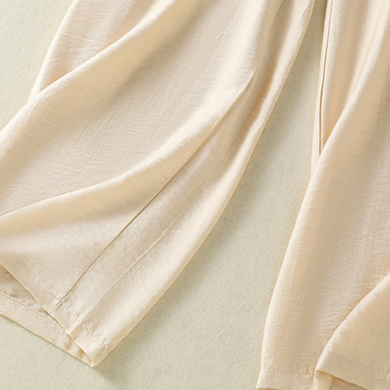 Buddha Stonesヴィンテージ カジュアル ピュアカラー ドローストリング アンクル丈 レディース コットンリネン パンツ ポケット付き - image 14